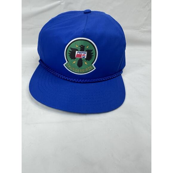 Thunderbirds PEPSI Snapback The Pebble Beach Cap Suede Puff Trucker Rope Hat 80s - Picture 1 of 3